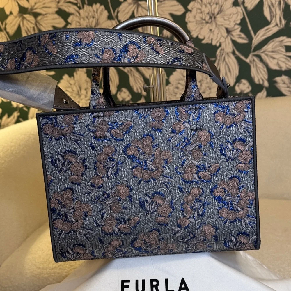 Furla Authentic Opportunity Tote Rare Floral Crossbody Strap & Dustbag NWT